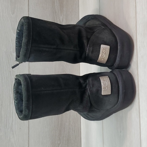 Ugg Australia Women Comfort 1889 Black Leather Sheepskin Boots shoes sz 8 - Picture 6 of 14